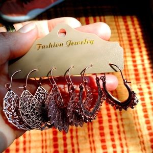 3 Pack Bronze Hoop Earrings